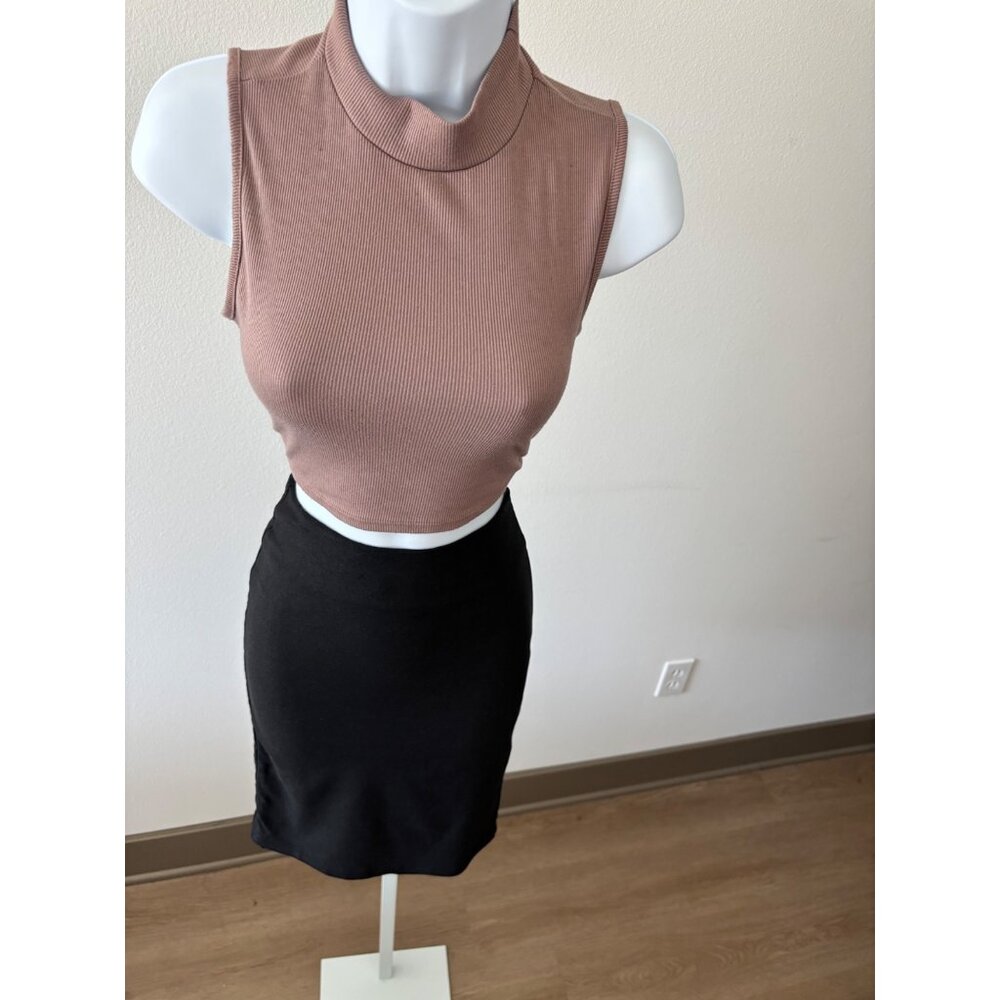 Mini Skirt Small BodyCon Gold Zip Adjustable Slit Streetwear Minimalist Preppy - Picture 2 of 15